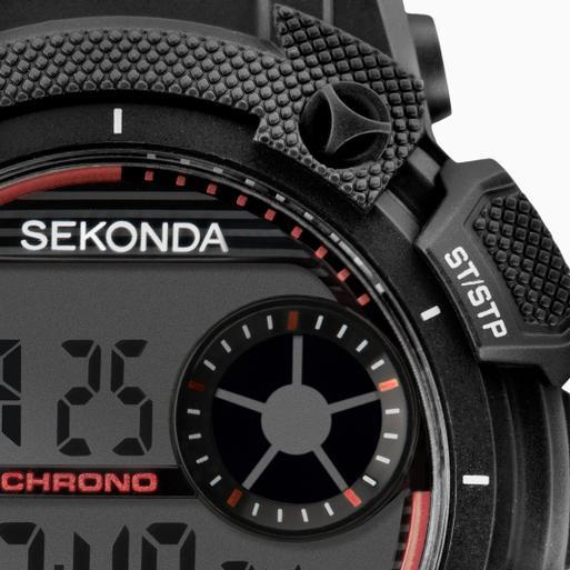 Sekonda Mens Digital Watch 1676 Round 47mm Black Plastic